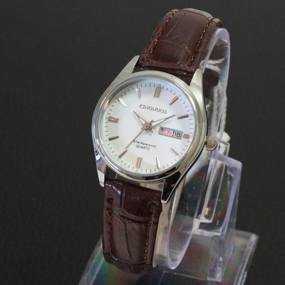 Women\'s Contemporary Dress Watch Silver With Brown Strap 28mm main image 14